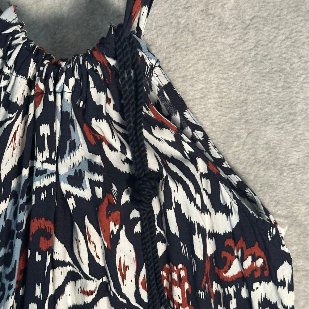 Lucky Brand NWOT Sz M Paisley Floral Midi Dress Beaded Rope Belt Boho Ruffle - Picture 9 of 10